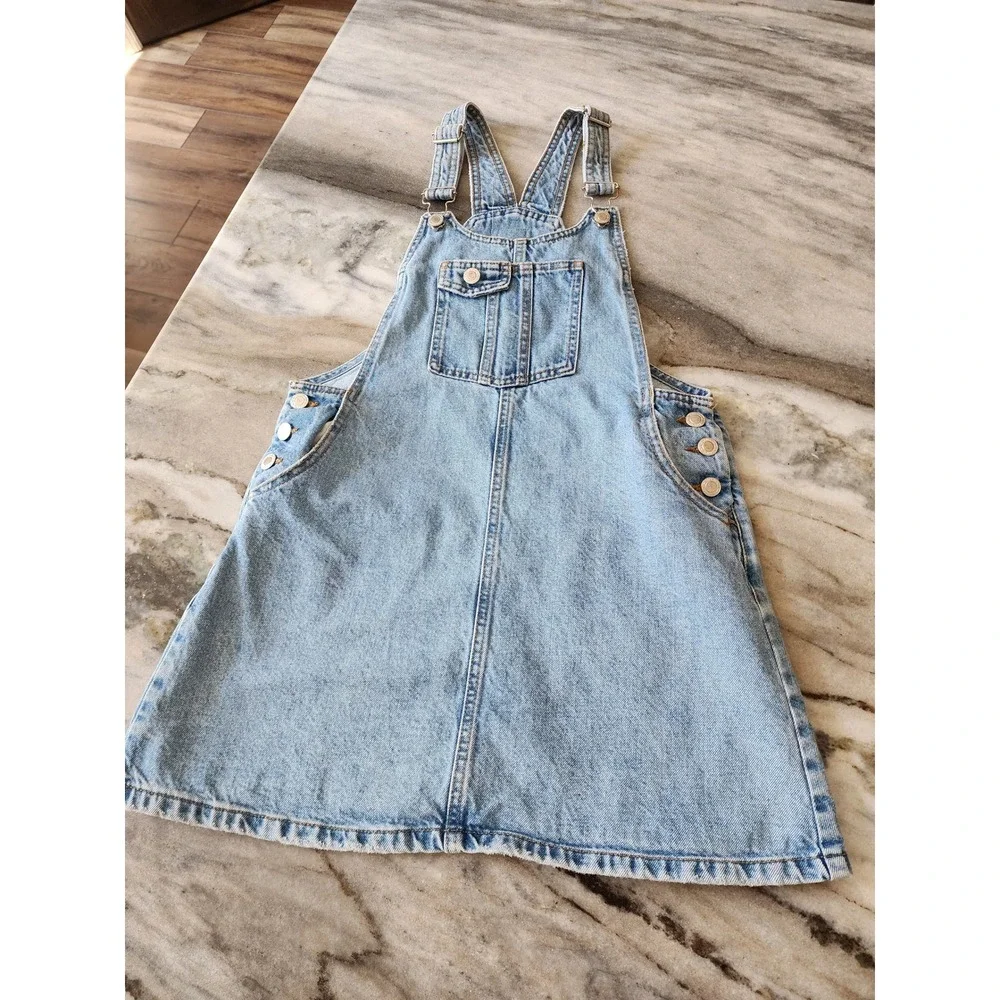 Zara Kids Girls Light Wash Denim Overall Pinafore Dress Size 13-14 164 Blue